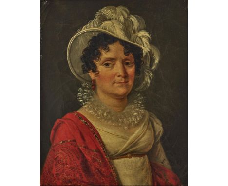 Louis Léopold Boilly1761 La Bassée - 1845 ParisDamenbildnisR. u. signiert. Öl auf Lwd. 27 x 21,5 cm. Rest. Craquelé. Rahmen m