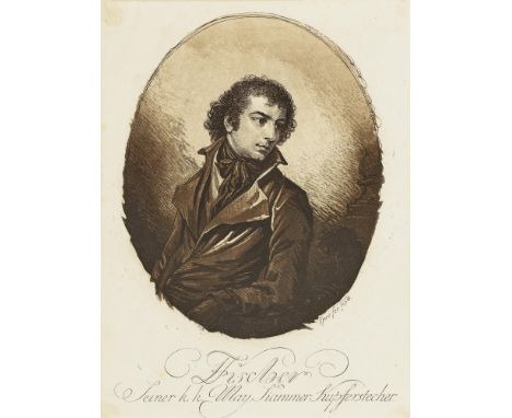 Joseph Fischer1769 Wien - 1822 ebendaSelbstbildnis. 1794Hüftbild im Oval nach links, den Kopf nach rechts gewandt. Aquatintar