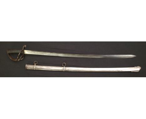 British Crimean War era 1853 Pattern Cavalry Sword with single edged fullered blade 895mm in length. Inspection marked Crown 