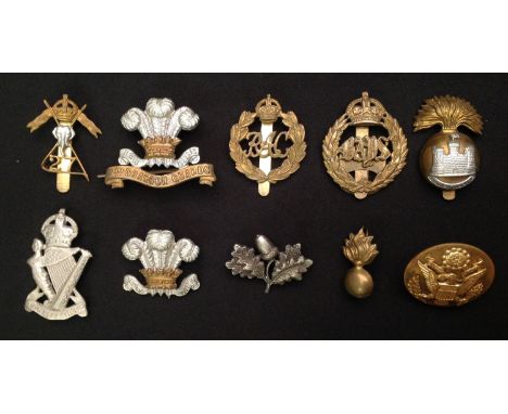 WW2 British cap badges to include: 27th Lancers, The Bays, Royal Armoured Corps, 3rd Dragoon Guards, Inniskillings, Royal Uls