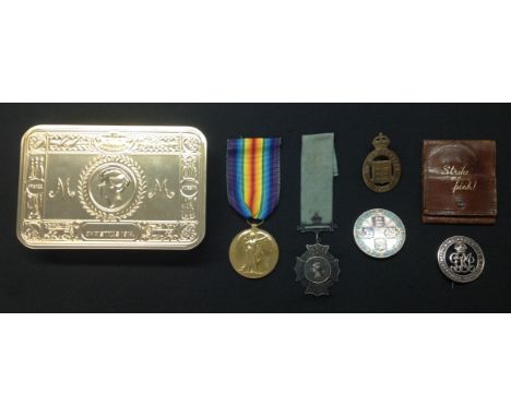 WW1 British Victory Medal to 105528 2 Clp GH Marshall, RE. Complete with replacement ribbon along with a On War Service 1915 