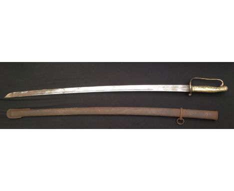 WW2 Nationalist Chinese Army Officers Sword with fullered single edged blade 750mm in length. Etched Chinese characters to on