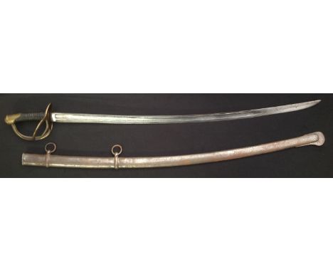 US Civil War 1864 Pattern Cavalry Sabre with curved fullered single edged blade 840mm in length. No markings. Washer present.