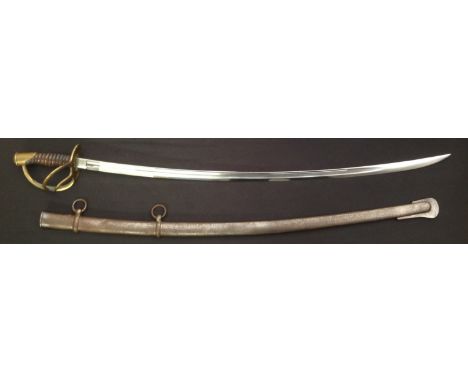 US Civil War 1864 Pattern Cavalry Sabre with curved fullered single edged blade 885mm in length. Marked "US 1864 A.G.M" plus 