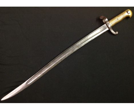 French 1842 Pattern Bayonet with single edged fullered blade 570mm in length, maker marked and dated to spine of blade 1861 a