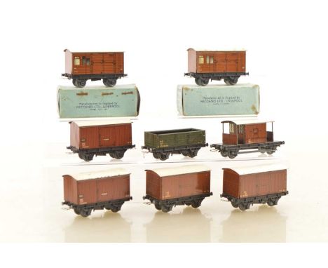 Eight Hornby-Dublo 00 Gauge pre-war NE Goods wagons (8) comprising pair of D1 Horse Boxes, both in original light blue boxes 