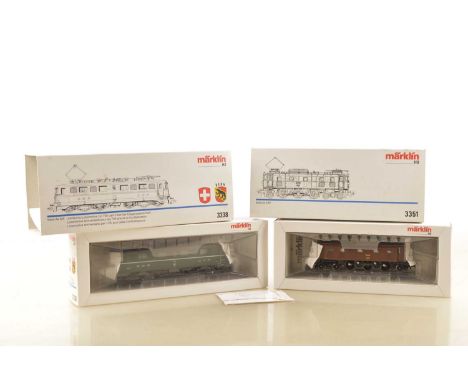 Marklin HO Gauge Swiss Electric Locomotives, both boxed, 3338 Ae 6/6 11414 Berne in green SBB livery and 3351 Ae 3/6 10439 in