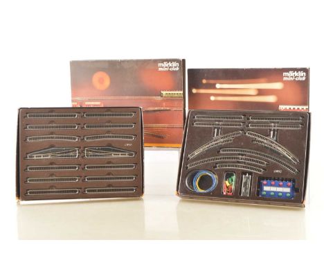 Marklin Miniclub Z Gauge Track Packs,  both boxed, 8190 Set E, 8192 Set T1, both appear complete but unchecked, G-E, boxes F-