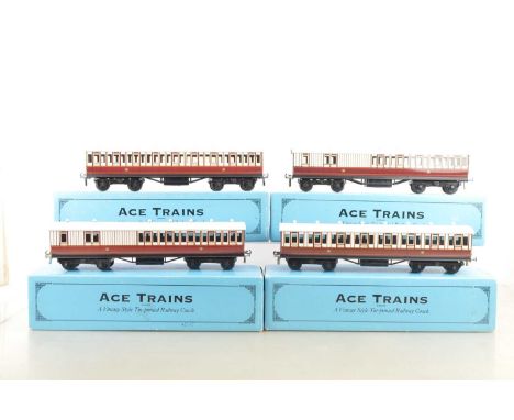 Ace Trains 0 Gauge Modern issue group of C/1 CR (Caledonian Railway) Passenger coaches (4), Brake 3rd *2, all 3rd and All 1st