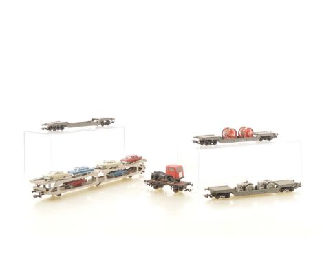 Rivarossi Italian HO Gauge Factory Proving Models Car Transporter with Cars and Wagons with Loads,  all unboxed, a car transp