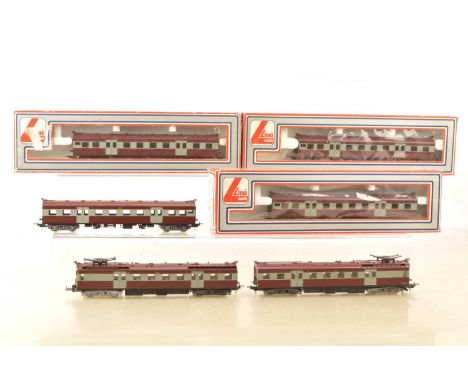 Lima South African HO Gauge SAR maroon and grey 6-Car Suburban Train (6), comprising unboxed Power 8907 Car  and Trailer Car 