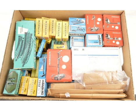Marklin HO Gauge Track Packs and Trackside Accessories (100),  all boxed, two track packs, T3/T1 both appear complete but unc