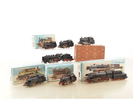 Marklin German HO Gauge Steam Locomotives (7), boxed examples, 3005 locomotive with tender BR 230 14, tank locomotives, 3000 