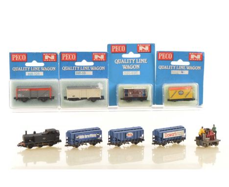 N Gauge BR Steam Tank Locomotives goods wagons and HO Gauge Gandy Dancer (9), mainly unboxed, Graham Farish BT 47514 locomoti