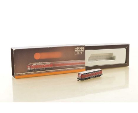 Marklin Mini Club Z Gauge German Electric Locomotive,  boxed 8858 DB 151 104 -7 in turquoise/cream livery, VG, box VG