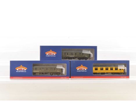 Bachmann 00 Gauge Departmental Coaches (3) 39-185 MK1 olive green ex BG Full Brake Derby-Bristol, 39-186 MK1 olive green weat