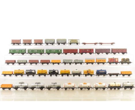 Hornby-Dublo 00 Gauge 2-Rail Super Detailed unboxed wagons (58),  including, Lowmacs (4), SR Utility Vans (3), Fruit Vans ( 3