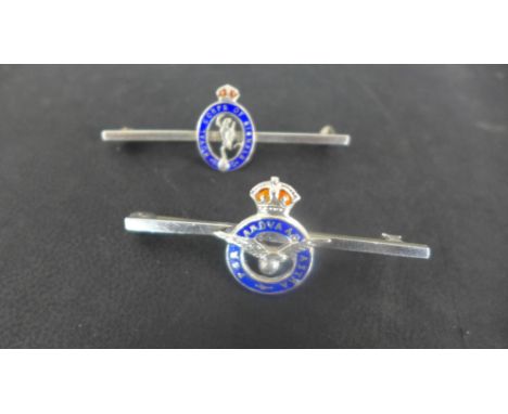 Two silver and enamel sweetheart brooches