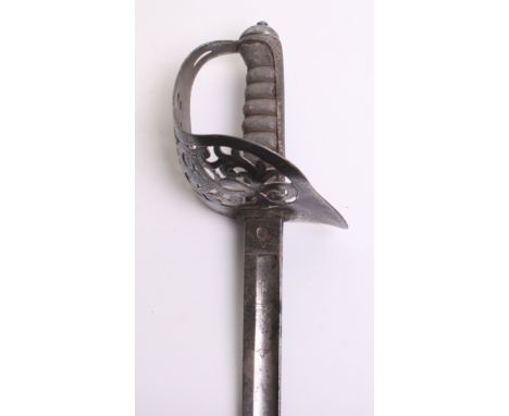 1895 Pattern Infantry Officers Sword by Wilkinsons No. 25758, blade etched with owner’s crest, crowned VR and scrolls. Regula