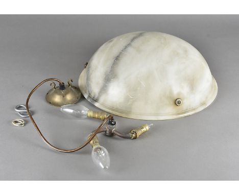 An art deco alabaster ceiling light, of circular design, 40 cm diameterScuffs and scratches to the exterior consistent with g
