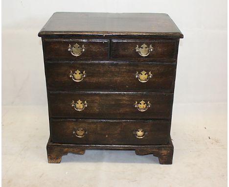 A 19th Century miniature chest of drawers, two short over three long, on bracket feet, 51 cm wide x 34 cm deep x 55 cm high 