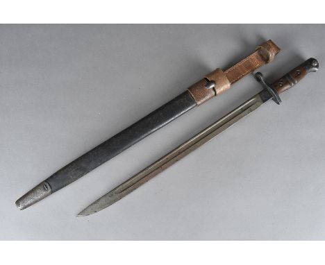 A British 1913 pattern Sword Bayonet by Remington, the 43cm long blade having proof marks to both sides and dated 1913, with 