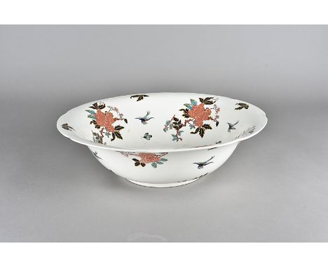 A large art nouveau Tudor pattern wash basin, by F and Sons Burslem, a Copeland Spode example and a floral Mintons large bowl