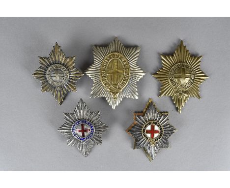 Two white metal and enamel Coldstream Guards valise/pouch badges, one possibly silver, the other having brass back plate, tog