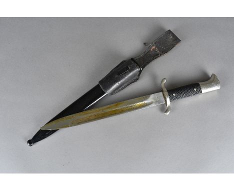 A WWII German Fireman dress dagger, blade marked Carl Henkel, Bielefeld, with scabbard and frog 