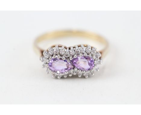 9ct gold purple &amp; white gemstone ring (2.5g) 