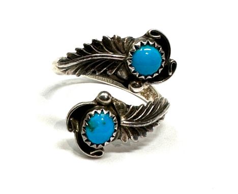 Vintage Navajo silver &amp; turquoise ring by Running bear hallmarked RB sterling 