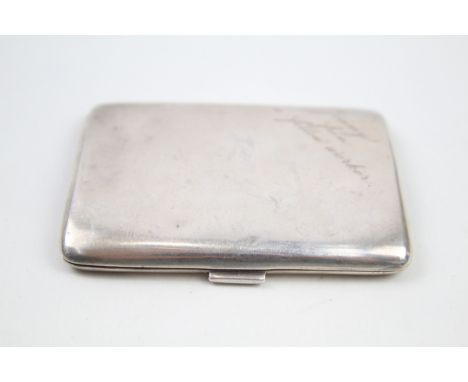 Vintage .925 sterling slimline curved cigarette case w/ engraving 
