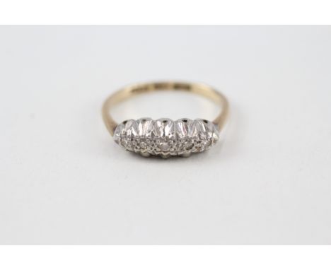 9ct gold &amp; platinum vintage diamond five stone ring (2.2g) 