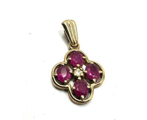 9ct gold ruby &amp; diamond pendant 