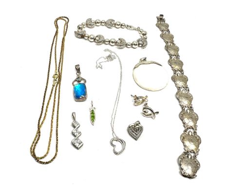 selection of silver jewellery inc danish silver turtle bracelet pendants etc weight 83g 