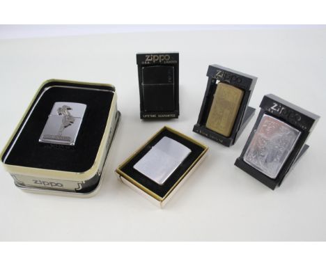 Zippo Lighter Job Lot Inc Boxed Varga Girl Vintage Brush Finish Matt Black x 5 