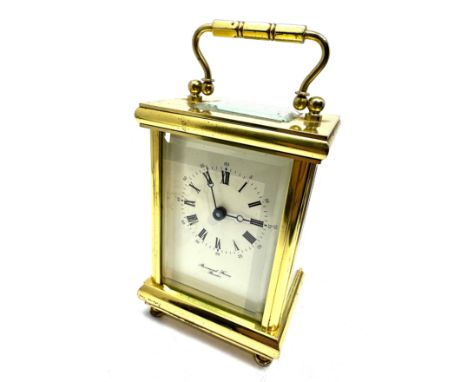 Brass carriage clock &amp; key by bornand freres bicester clock ticks but stops 