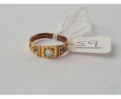 A Victorian opal &amp; pearl ring in 15ct gold - size L 