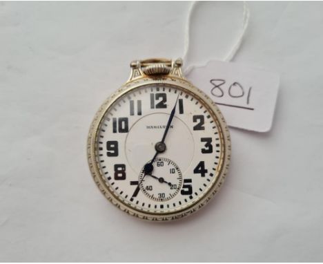 A good gents pocket watch by HAMILTON with seconds dial - w/o