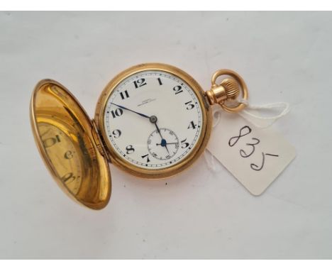 A gents hunter rolled gold pocket watch by TERRY OF MANCHESTER with seconds dial 