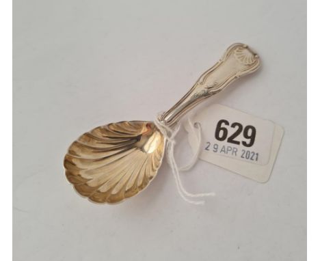 A George III kings pattern caddy spoon with shell bowl London 1816 by Eley &amp; fearn 