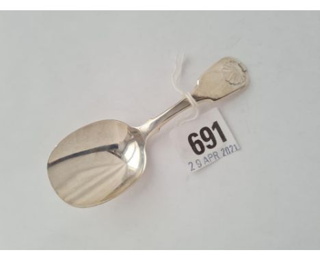 A caddy spoon with fiddle and shell decoration London 1830 by WE 