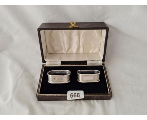 A boxed pair of engine turned napkin rings B'ham 1953 