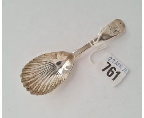 A Georgian Irish caddy spoon with shell bowl Dublin 1821 