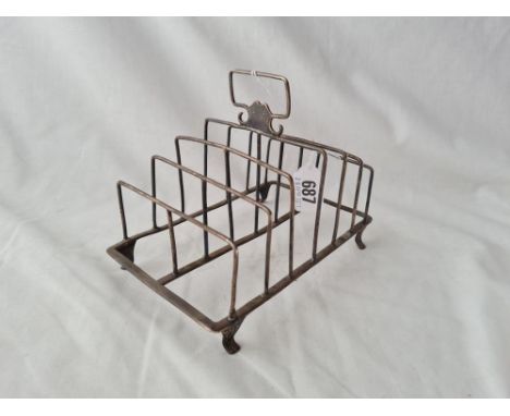 A George III wire work 7 bar toast rack on bracket feet 7 inches long London 1807 by P&amp;A BATEMAN ? 194 gms 