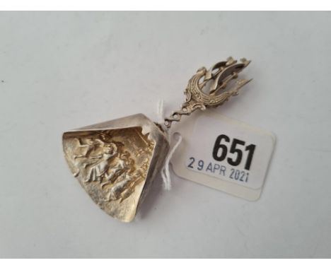 A Dutch caddy spoon surmounted with a galleon 