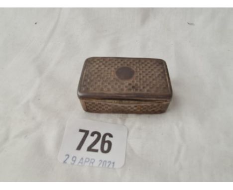 A small snuff box with chequered engraving gilt interior 1 3/4 inches long import mark for C&amp;C 