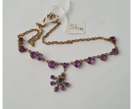 An Edwardian silver gilt amethyst necklace