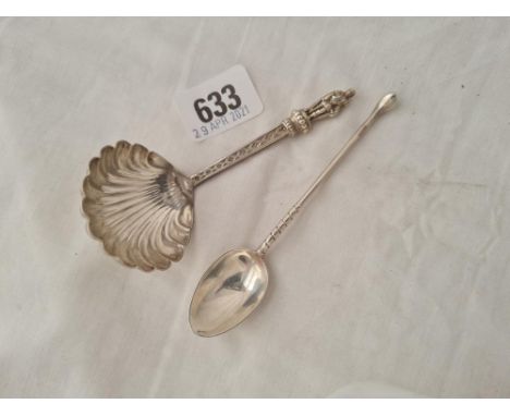 A shell decorated ladle Chester 1896 and a golf club spoon 