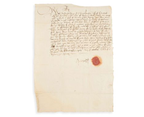  James V (1512-1542), King of Scotland Document signed, dated 13th October 1542 Regarding a recent feud between the 9th Baron